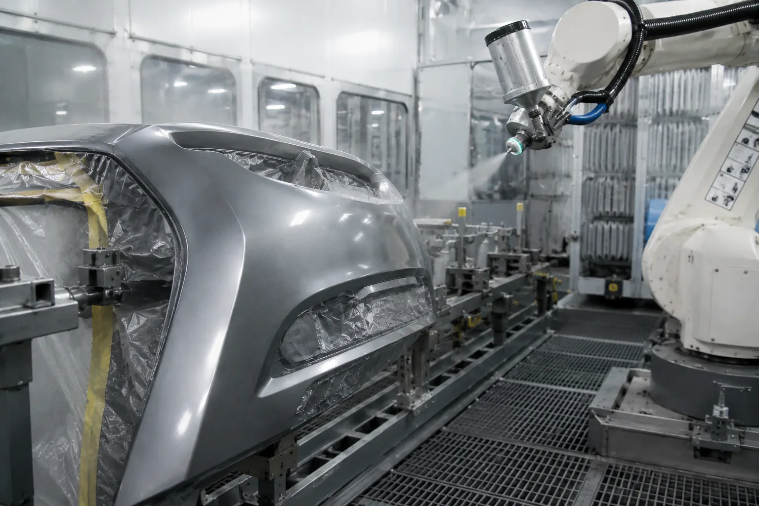 Automotive paint application on a vehicle component